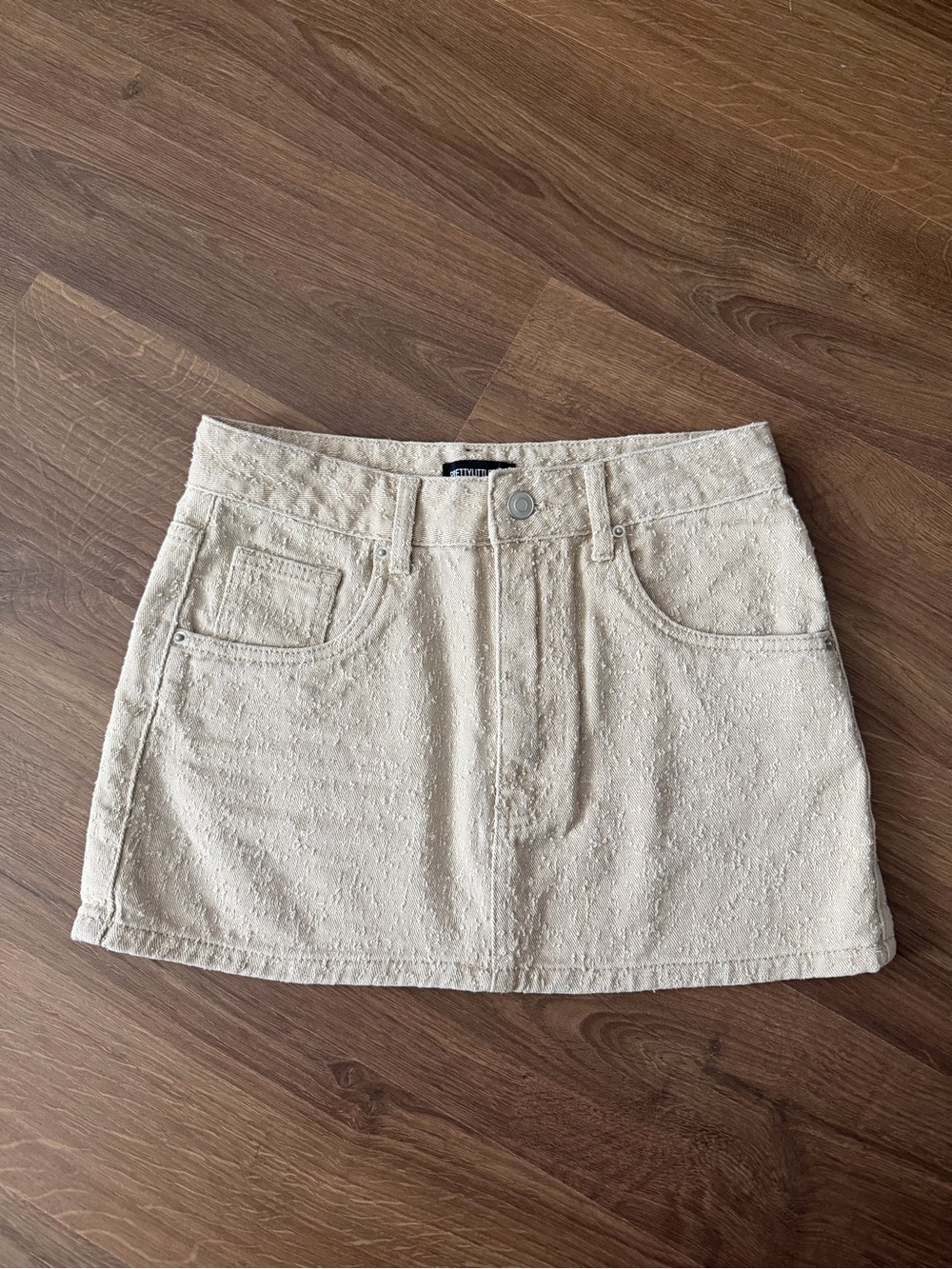Textured Cream Mini Skirt